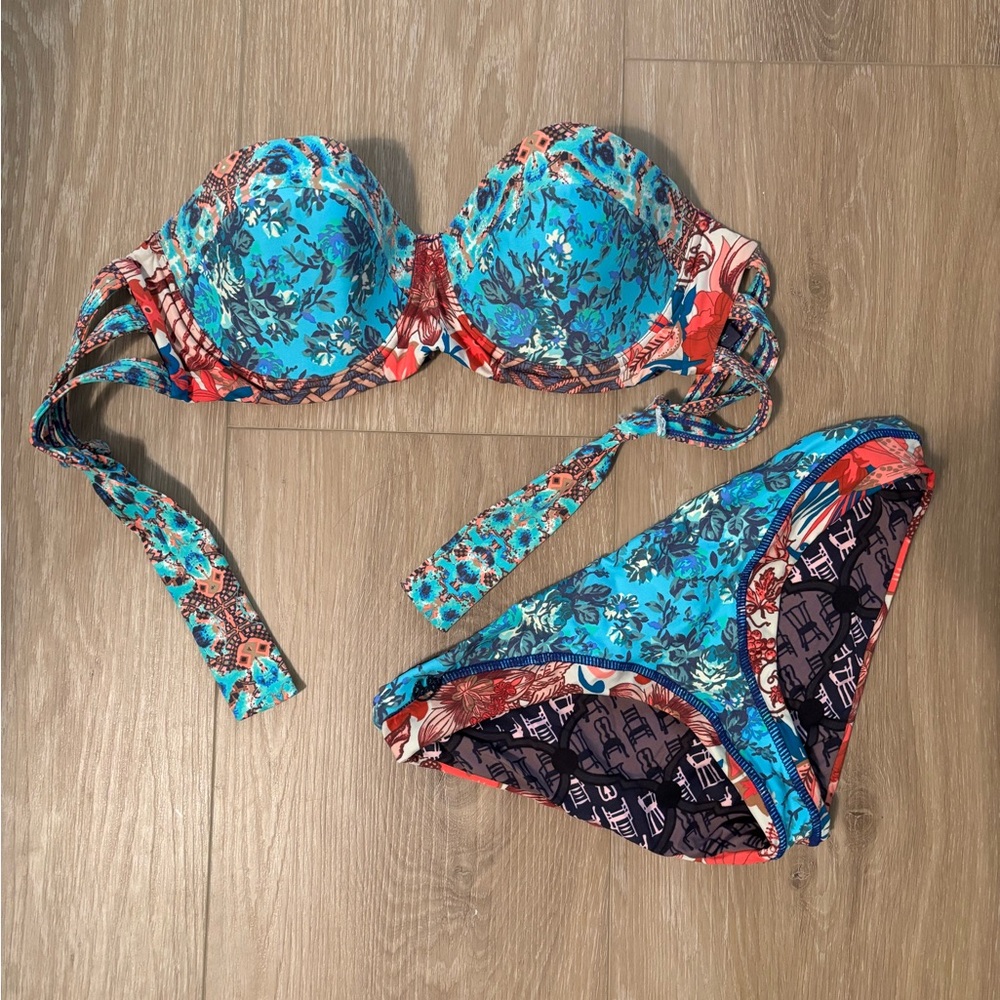 Maaji Blue and Red Bikini Set Swimwear
